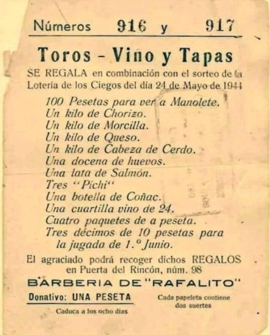 12.- 1944 Papeleta rifa 1944